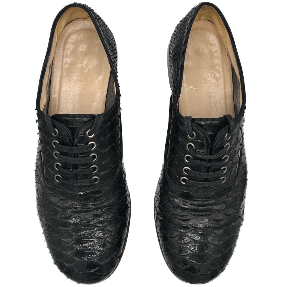 Christian Louboutin Python Black Round Toe Laced Oxford Derby Shoes